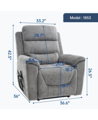 Power Lift Recliner, 350 LBS, Massage & Heat, Grey