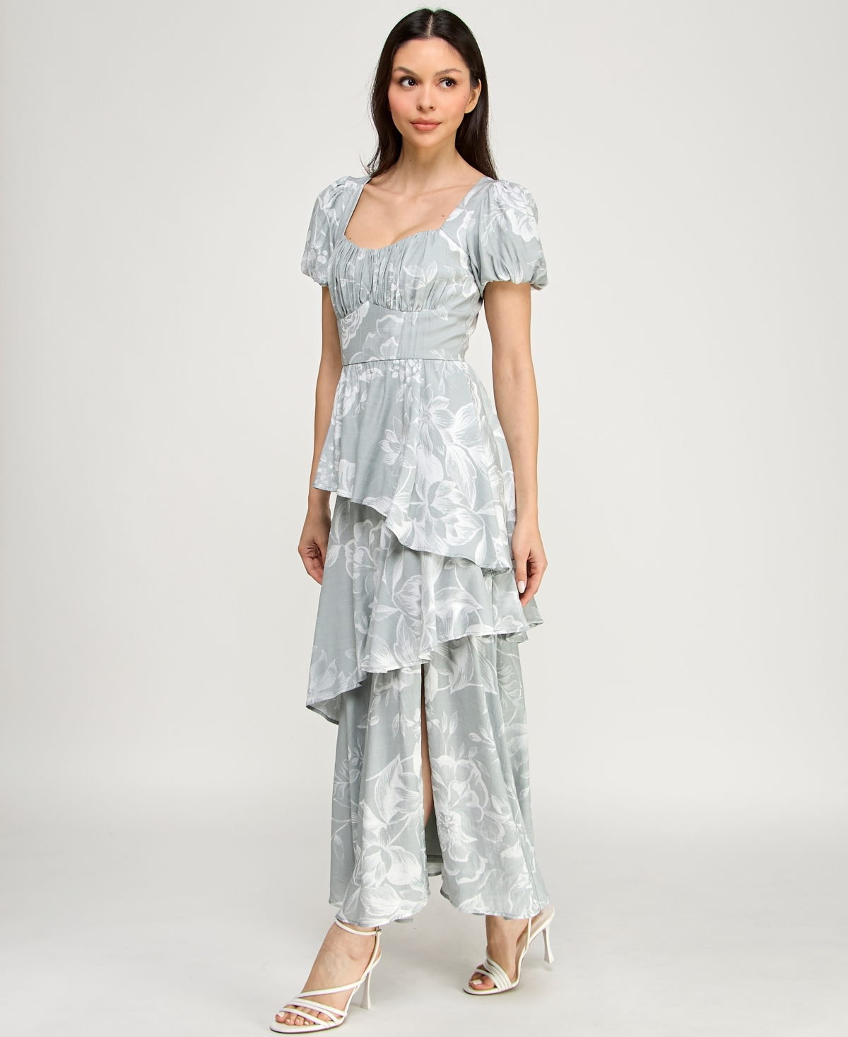 Row A Women's Sweetheart Neck Tiered Maxi Dress