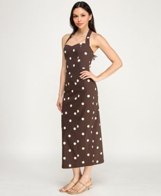 Juniors' Sweetheart Halter Neck Slim Midi Dress