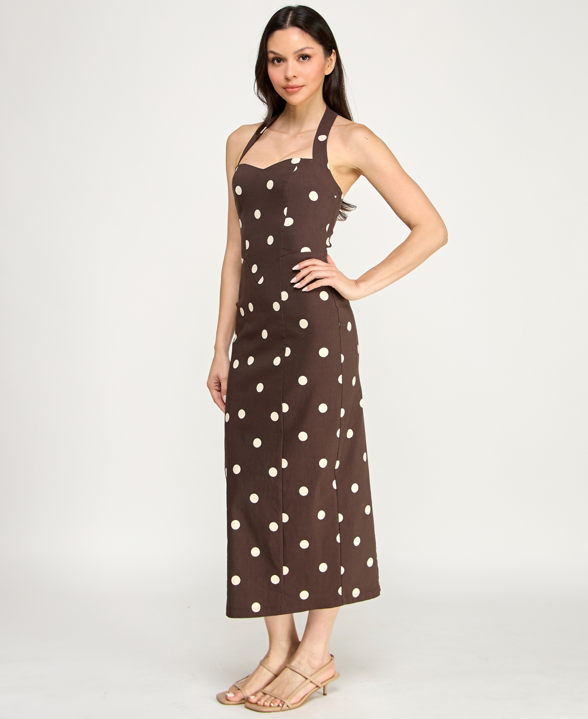 Row A Women's Sweetheart Halter Neck Slim Midi Dress