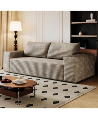 Camel 63" Corduroy Sofa Deep Seat Loveseat No Assembly Required