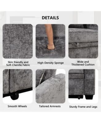 61.6" Pull Out Sofa Bed Loveseat with USB & Cup Holders