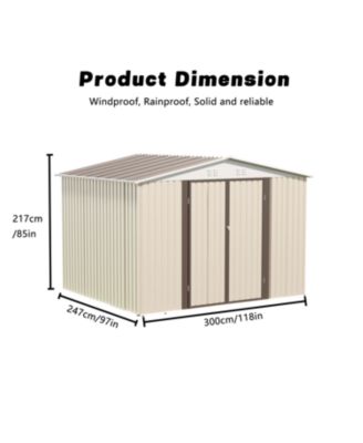 10x8 ft White Garden Shed with Aluminum Frame & Door