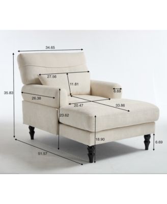 Streamdale Modern Grey Chaise Lounge Sofa Recliner