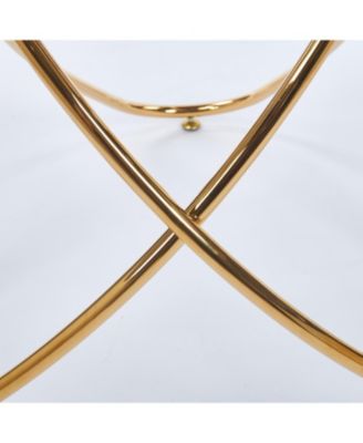  Modern Glass Dining Table with Golden Metal Legs