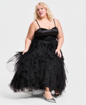 Trendy Plus Size Corset-Bodice Ruffled-Skirt Gown
