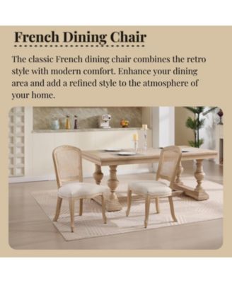 Streamdale French Country Dining Chairs, Rattan Back,  Set of 2
