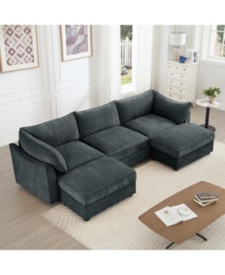 U Shape 3 Seater Sofa with Ottomans & Storage