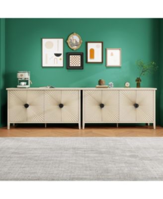 Carved 4 Door Sideboard Buffet Cabinet