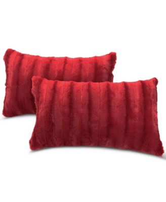 Faux-Fur 2-Pack Decorative Pillows, 12" x 20"