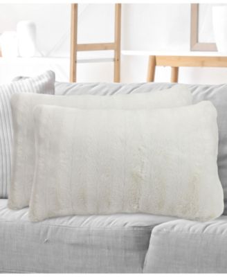 Faux-Fur 2-Pack Decorative Pillows, 12" x 20"