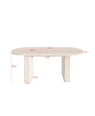  Extendable Oval Dining Table (4-8 People) - Travertine Inspired
