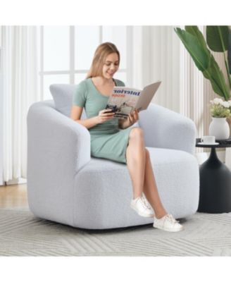 Streamdale Swivel Teddy Fleece Comfy Chair with Pillow