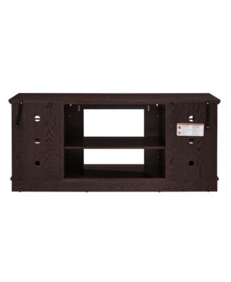58" Modern TV Stand, 2-Door Storage, Faux Stone Media Console, Cherry