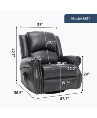 Streamdale Heat Massage Rocker Swivel Recliner Chair, Grey