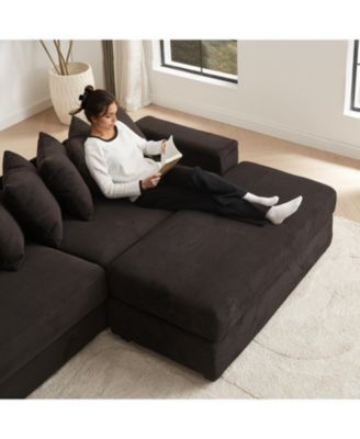 Streamdale Corduroy L-Shaped Sectional Sofa with Chaise & Storage