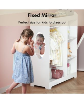 + 1 Pc. + Wood + Mirror, Rack, Hooks & Shelves + Kids Dress Up Storage