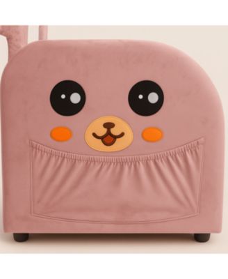 Velvet Pink Bunny-Ear Pet-Friendly Armchair with Cat & Dog Hideaway
