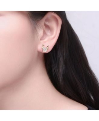 Teens 14K Gold Plated Cubic Zirconia Animal Head Stud Earring