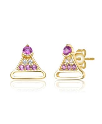 Kids 14K Gold Plated Cubic Zirconia Triangular Stud Earrings