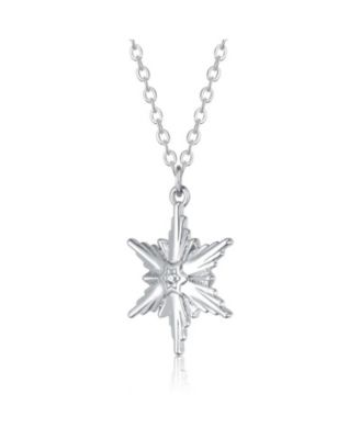 Teens White Gold Plated Cubic Zirconia Starburst Necklace