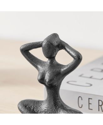 Dark Brown Cast Iron Female Peaceful Yoga Figures Sculptures Set of 3 Poses