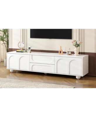 Arched Door TV Stand with Drawers for TVs up to 75", 5 Iron Legs