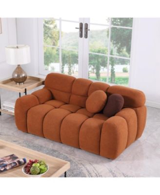 64.98"L Human Body Sofa, Marshmallow Boucle, 2-Seater