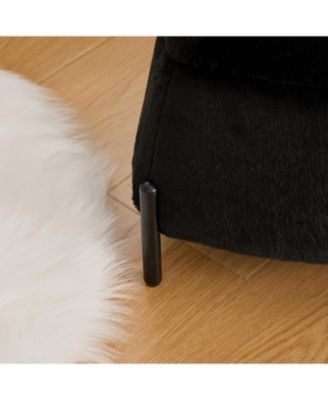 Upholstered Storage Ottoman Set with Metal Legs - Black