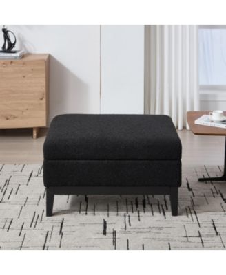 33.86" Square Storage Ottoman/Coffee Table - Black Boucle