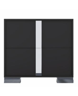 Streamdale Mirrored Nightstand with 2 Drawers, Black