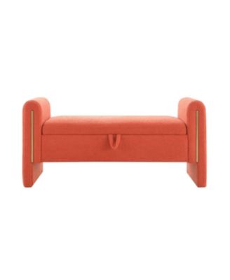 Teddy Bed End Bench with Arms & Storage - Orange