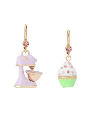 Faux Stone Sweetheart Cupcake Mismatch Drop Earrings