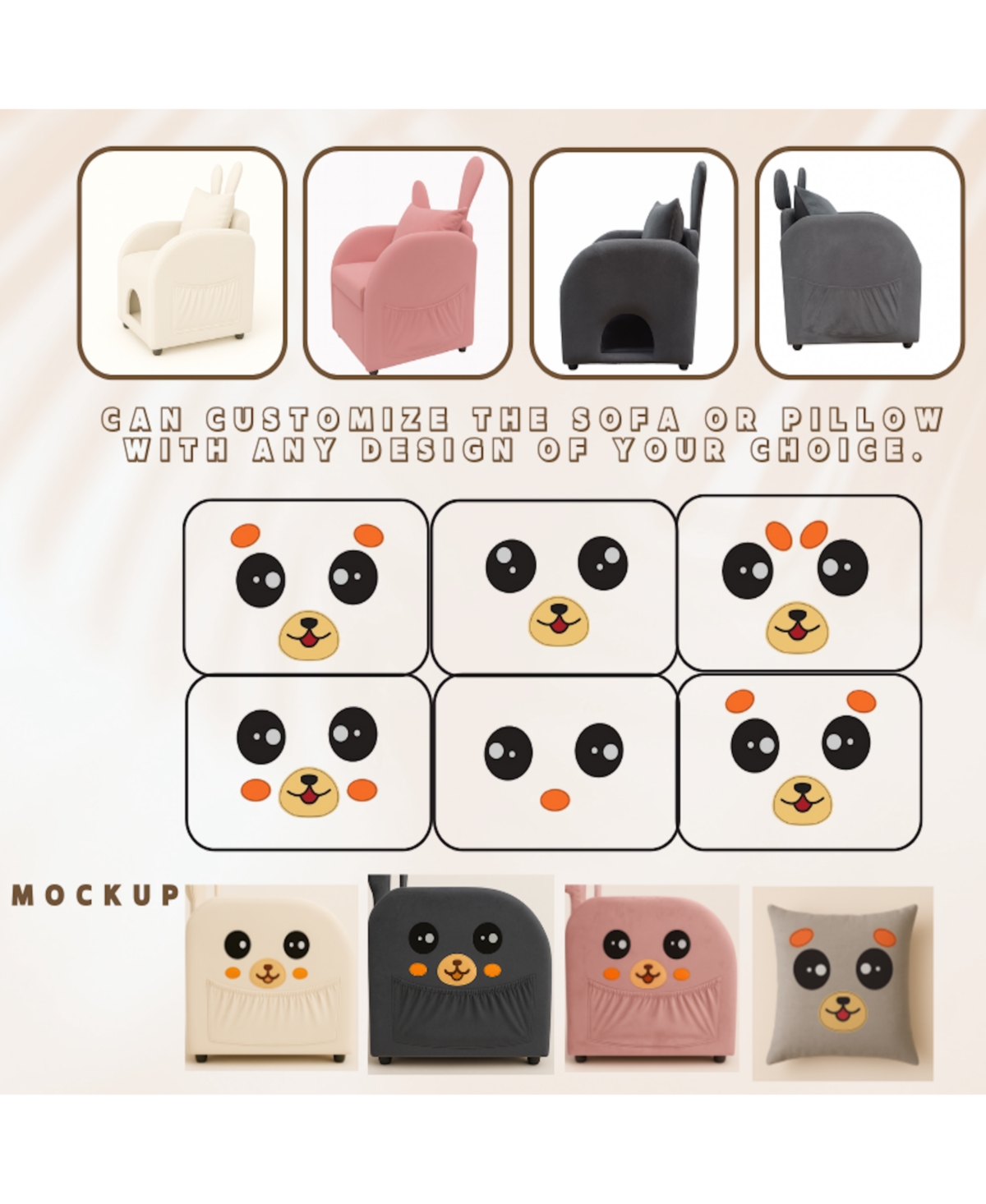 Streamdale Furniture Beige Bunny-Ear Pet-Friendly Armchair with Cat & Dog Hideaway