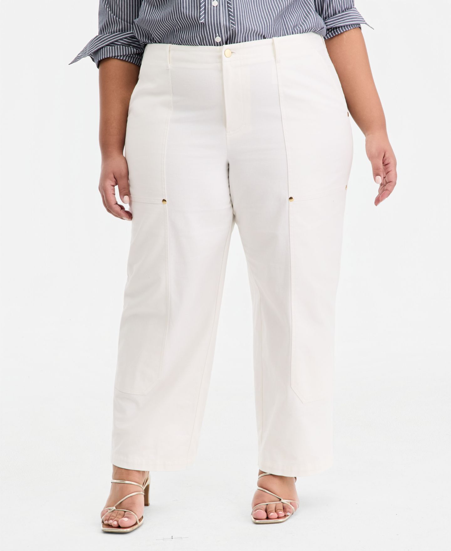 Женские брюки On 34th Trendy Plus Size High Rise Utility Straight Leg, цвет: Зимняя слоновая кость — фото 4