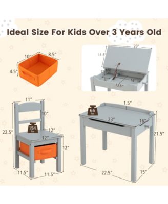 Kids Table and Chair Set Wood Activity Study Desk w/ Storage Drawer Hook