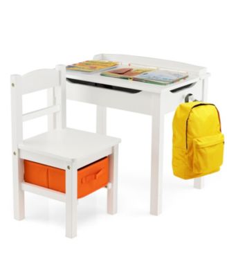 Kids Table and Chair Set Wood Activity Study Desk w/ Storage Drawer Hook