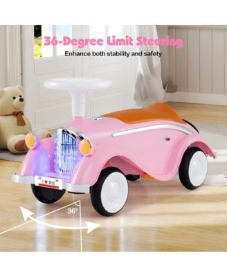 Toddler Ride On Car with Steering Wheel Lights Storage Seat and Four Wheel Stability