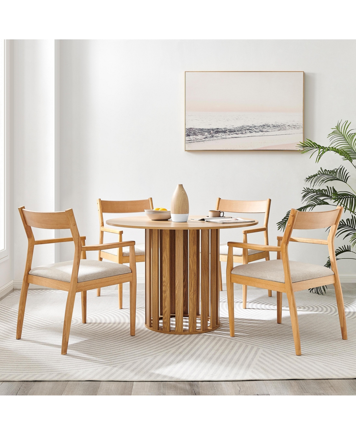 Danya B Nora Flask Teardrop Two Tone Tabletop Vase - White and Beech