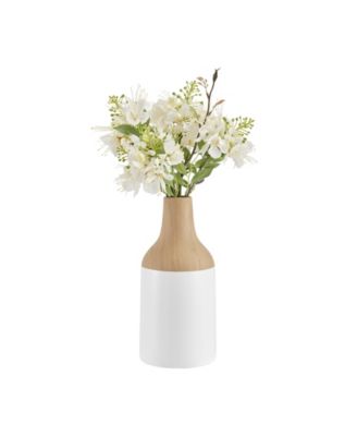 Nora Kanna Bottle Two Tone Tabletop Vase - White and Beech