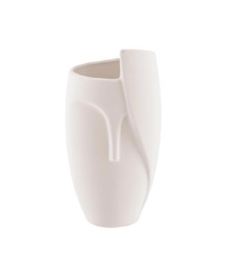 Hans Ansit White Abstract Face Matte Ceramic Sculpture Planter Vase