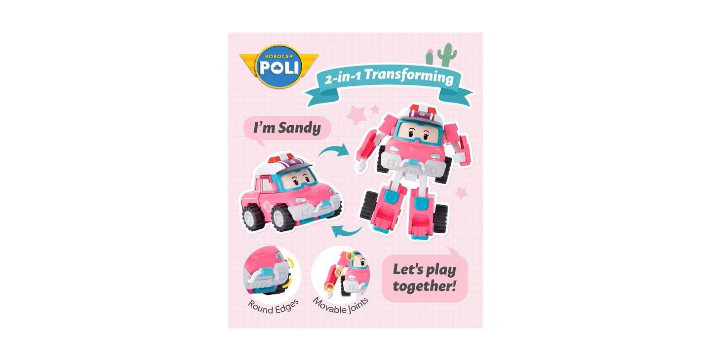 Детские фигурки Robocar Poli 4" Transforming Robot - Sandy Emergency Rescue Vehicle Action Figures Kids Educational Pretend Play Toy — фото 6