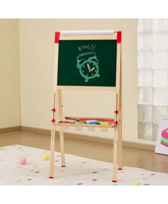 Kids Art Easel with Adjustable Height Double Sided Magnetic Board and Complete Drawing Accessories