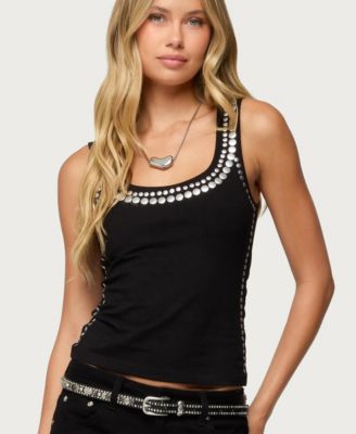 Women's Studded Built In Bra Tank Top