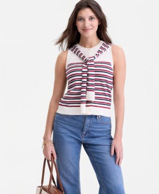 Women's Tie-Neck Sleeveless Sweater