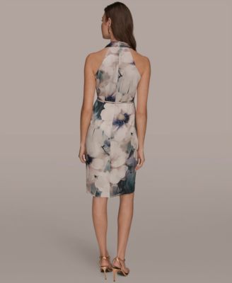 Women's Sleeveless Floral V-Neck Sheath Dress