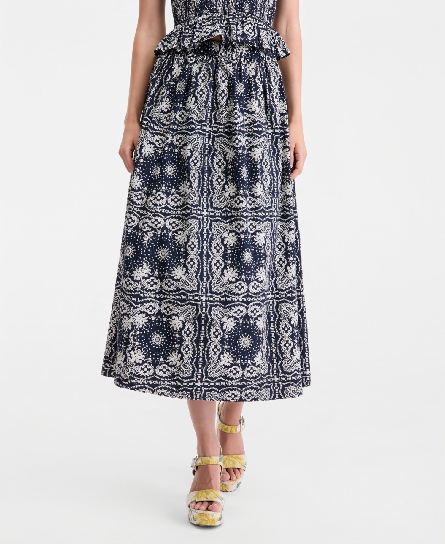 Women's Bandana Cotton Pull-On Midi Skirt
