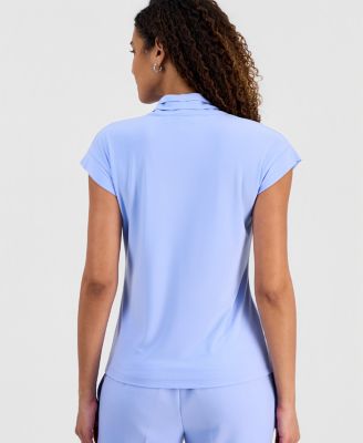 Women's Gathered-Neck Cap-Sleeve Top