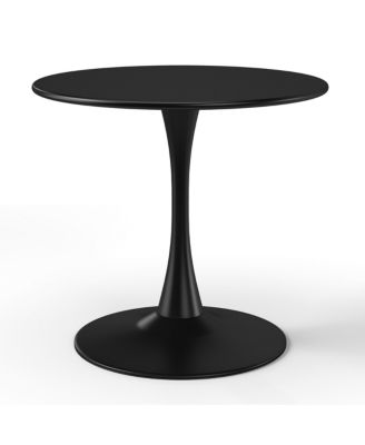 5-Piece Indoor Outdoor Metal Round Patio Dining Table Set With Stackable Resin Patio Side Chairs