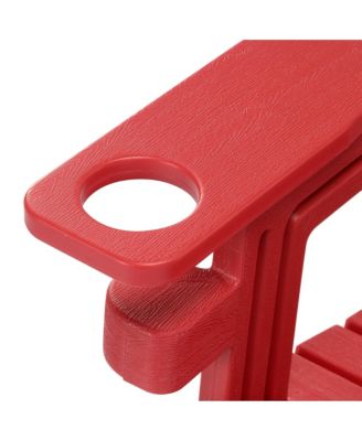 3-Piece HDPE Plastic Adirondack Chairs with 18" Square Side Table Patio Set